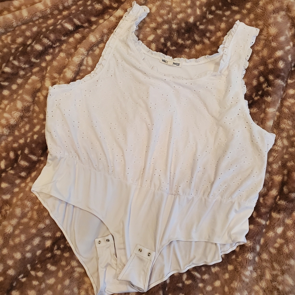 Wildflower Lined Pinhole Pattern Tank Bodysuit 3X Plus Size